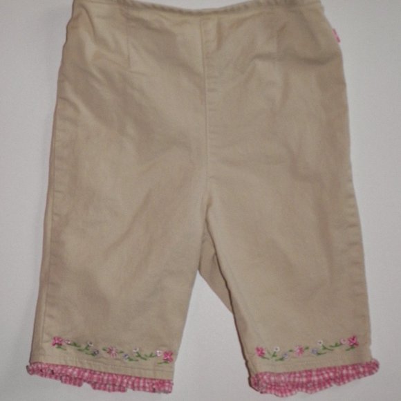 McKids Tan Pull On Twill Pants Plaid Ruffles 18 mo - Picture 1 of 4